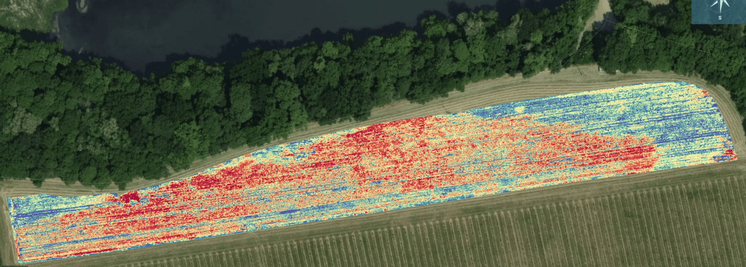 GNDVI vegetační mapa — multispektrální analýza